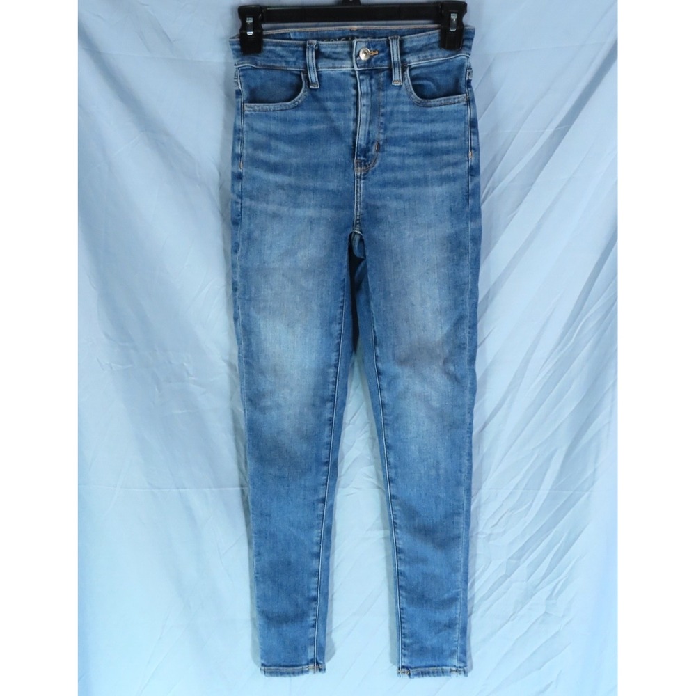 AMERICAN EAGLE Super High Rise Jegging Jeans NEXT LEVEL STRETCH Med-Wash 0 SHORT